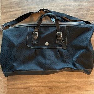Coach black canvas/leather travel bag w/ removable strap